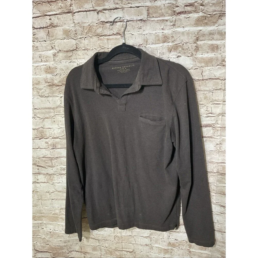 Banana Republic Men’s Pullover Size M  Brown Knit Cotton Lycra  Long Sleeves